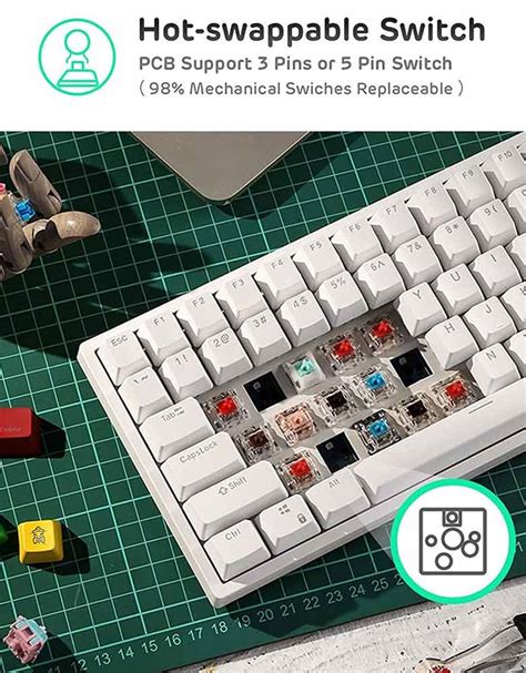 Rk Royal Kludge Rk Tri Mode Rgb Keys Hot Swappable Mechanical Keyboard White Brown