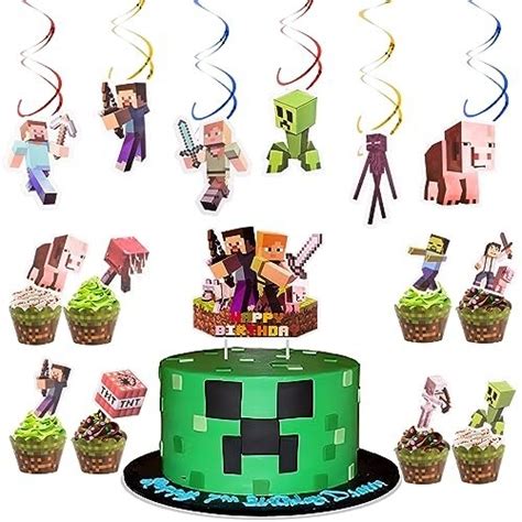 Minecraft Birthday Decorations Gaming Theme Party Supplies Including