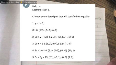 Choose Two Ordered Pairs That Will Satisfy The Inequality Learning