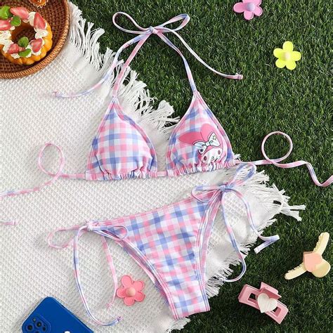 Sanrio Kawaii Hello Kitty Vacation Bikini Kuromi Cinnamoroll Anime Cartoon Cute Fashion