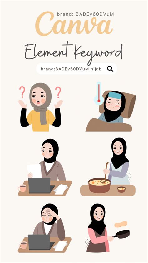 Canva Element Keyword For Hijab Woman Character Illustration Keyword