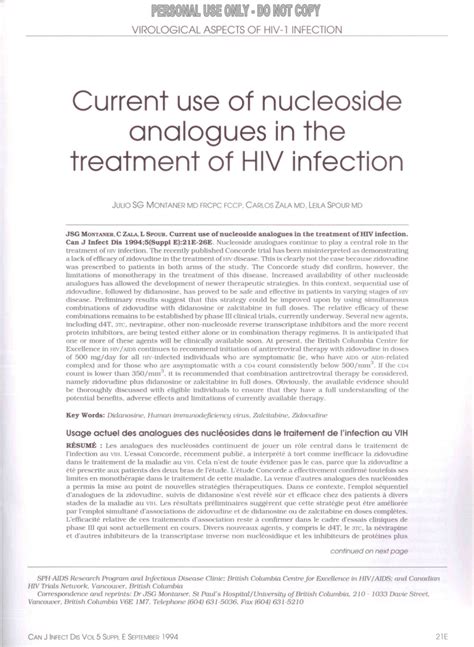 (PDF) Current Use of Nucleoside Analogues in the Treatment of HIV Infection