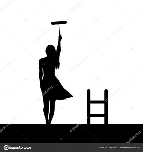 Woman silhouette painting the wall Stock Vector Image by ©hibrida13 ...