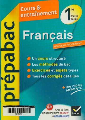 Prepabac Cours Et Entrainement Francais E Toutes Series Darbeau