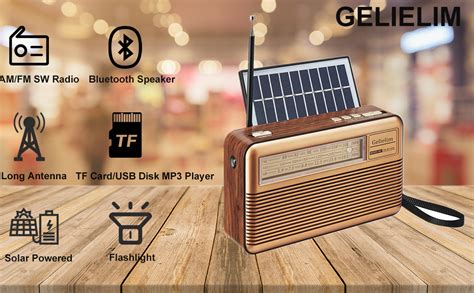 Gelielim Retro Radio AM FM Bluetooth Portable Shortwave Radio Battery