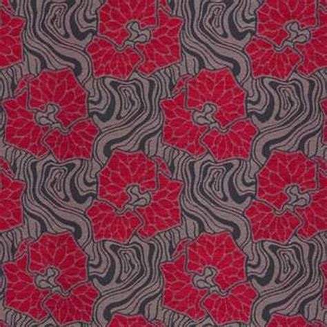 Art Deco Art Nouveau Fabric Backhausen Art Deco Wellenblume Red From