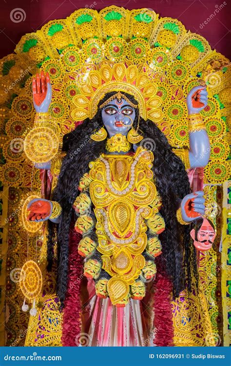 Goddess Kali Idol Decorated At Puja Pandal, Kali Puja Also Known As ...