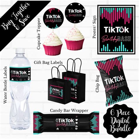 Tiktok Inspired Birthday Party Bundle Tik Tok Party Invite Etsy