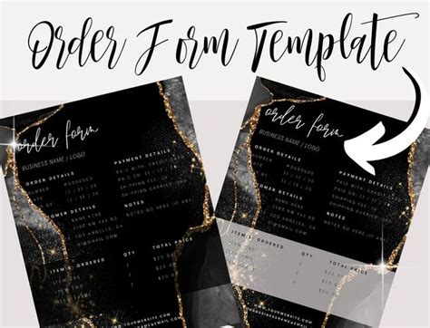 Order Form Template Editable Etsy Small Business Order Form Printable