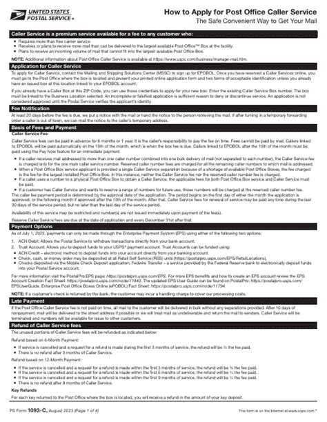 Ps Form 1093 C Download Printable Pdf Or Fill Online Application For