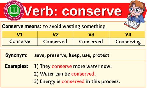 Conserve Verb Forms Past Tense Past Participle And V1v2v3