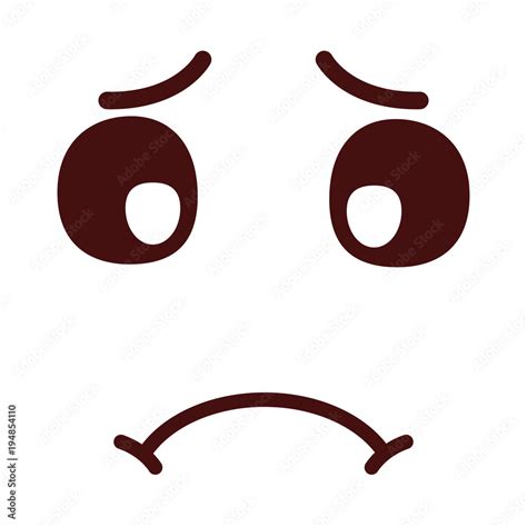 cute kawaii sad face expression cartoon vector illustration Stock ...