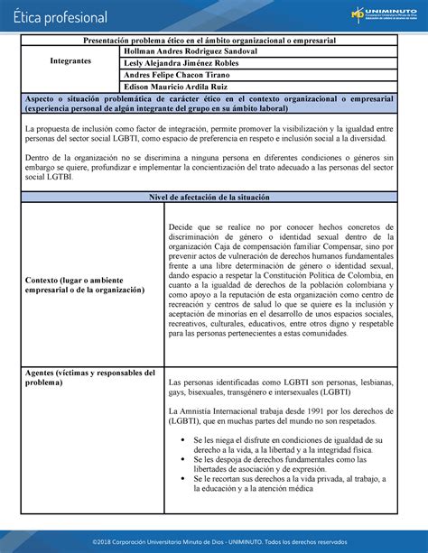 Actividad 3 Problema Etico Presentación problema ético en el ámbito