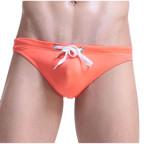 Pitauce Men S Quick Dry Swim Briefs Solid Color Bikini Swimwear Low Waist Swimsuit Swimming