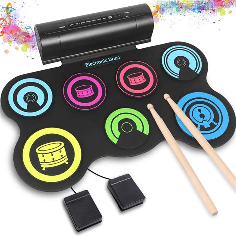 Snapklik Kmise Electronic Drum Set Drum Practice Pad Roll Up