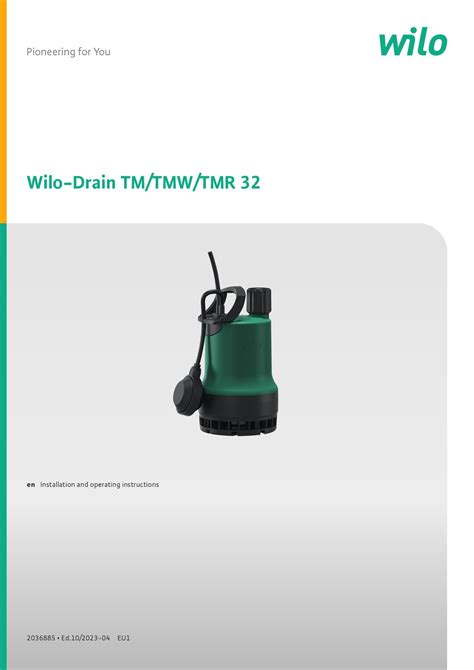 Wilo Drain Tmw Installation And Operating Instructions Manual Pdf