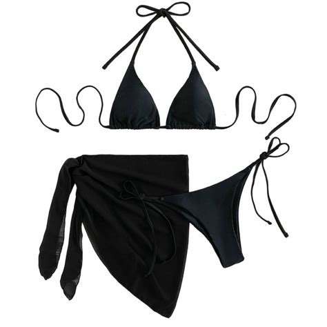 BIKINI set món tam giác basic kèm khăn quấn HÌNH THẬT Shopee Việt Nam