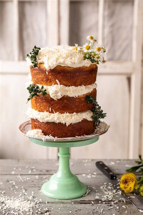 Lemon Coconut Naked Cake With Whipped Vanilla Buttercream Recipe In 2024 Spring Cake Cake