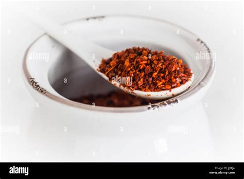 Red Hot Chilly Pepper On The Spoon Stock Photo Alamy