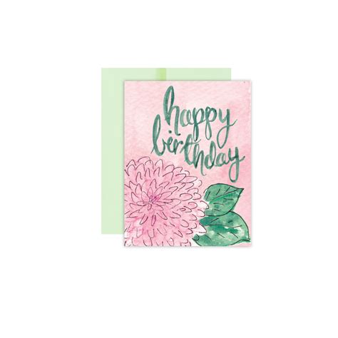 Happy Birthday Pink Flower Card Allisons Illustrations