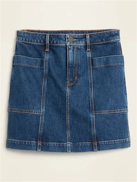 High Waisted Utility Pocket Jean Skirt For Women Old Navy Womens