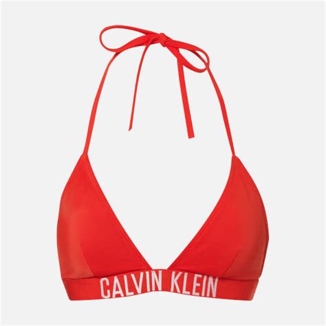 Calvin Klein Women S Triangle Bikini Top Fiery Red Free UK Delivery