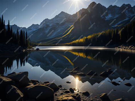 Mountain lake background | Premium AI-generated image