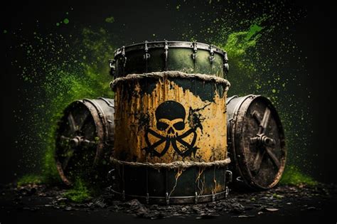 Premium Photo Illustration Of Toxic Factory Waste Barrel