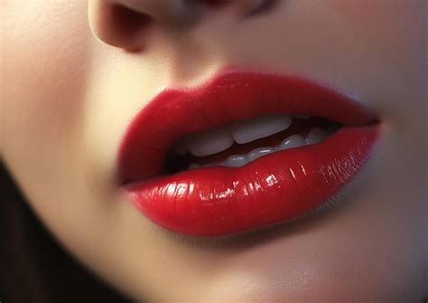 Premium Photo Ultra Closeup Womans Lips Red Lipstick Promotional