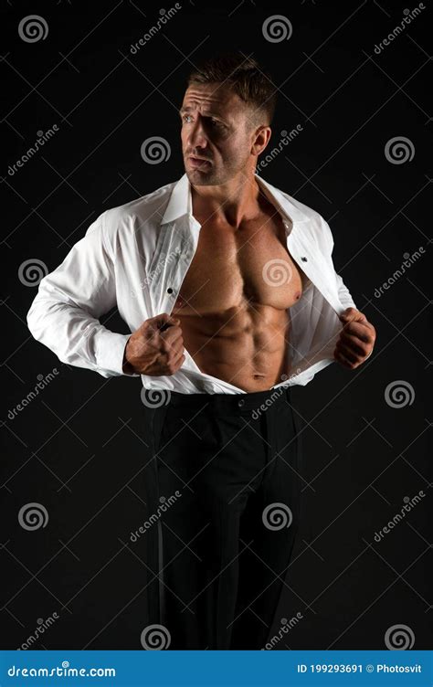 Exercise Abdominal Muscles Bachelor Show Six Pack Abs Businessman With Athletic Torso Black