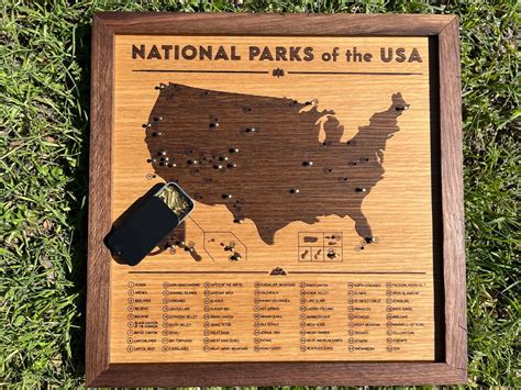 National Parks Push Pin Map 13 X 13 Wooden Travel Tracker Map Of United States National Park