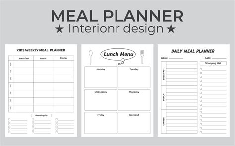 Minimalist Meal Planner Printable Template Planner For Weekly And Daily Meals For Breakfast