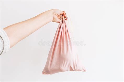 Ban Single Use Plastic Woman Holding In Hand Groceries In Reusable Eco