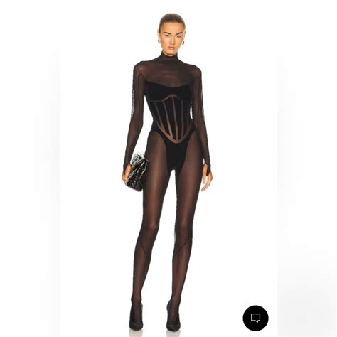 Mugler X Wolford Flock Shape Bodysuit Gem