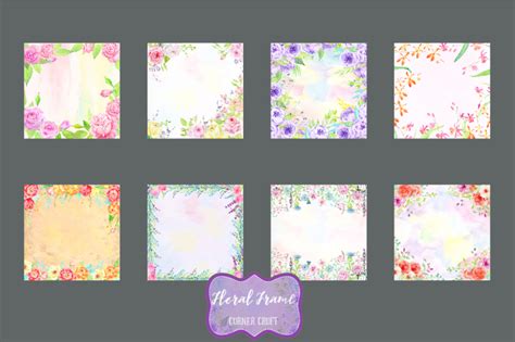 Watercolor Floral Frames 12x12 By Cornercroft Thehungryjpeg