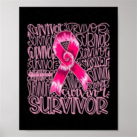 Breast Cancer Awareness Pink Tie Dye Ribbon Surviv Poster Zazzle