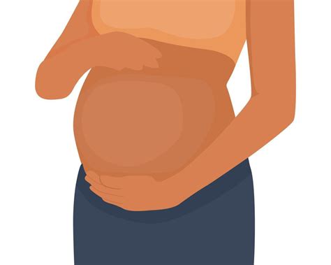 Young Pregnant African Woman Touching Her Big Belly 22085413 Vector Art