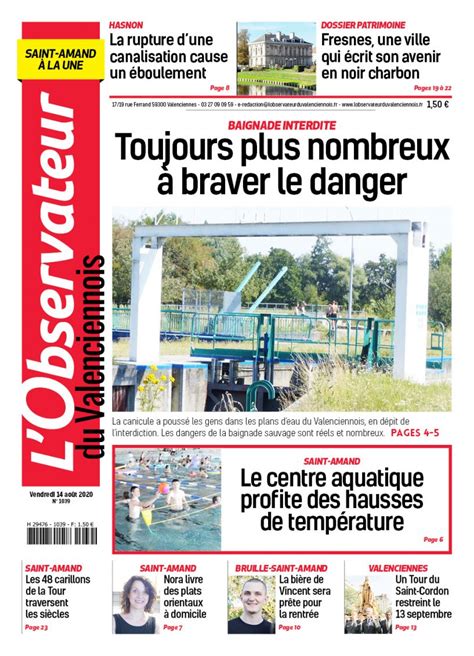 L Observateur du Valenciennois Saint Amand du vendredi 14 août 2020