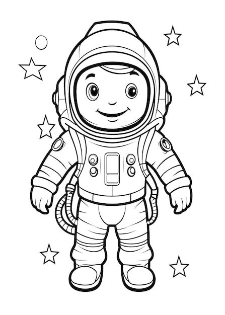 Pagina Da Colorare Per Bambini Astronauta Carino Astronauta Line Art