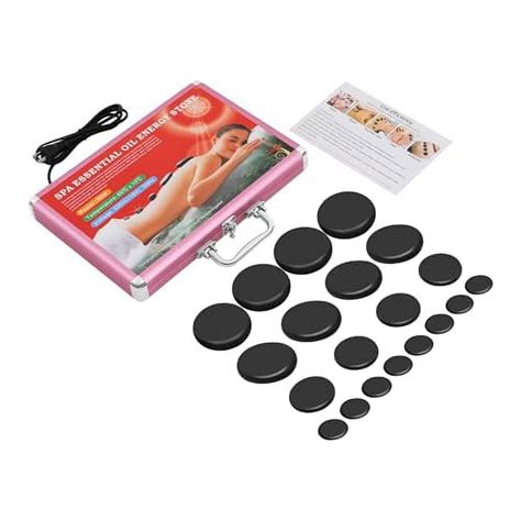 CNCEST 20PCS Portable Massage Stones Basalt Hot Stones Heater Kit Body Relax Heat Rocks Stone