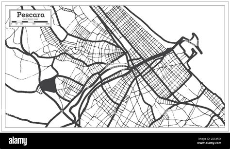 Pescara Italy City Map In Black And White Color In Retro Style Outline