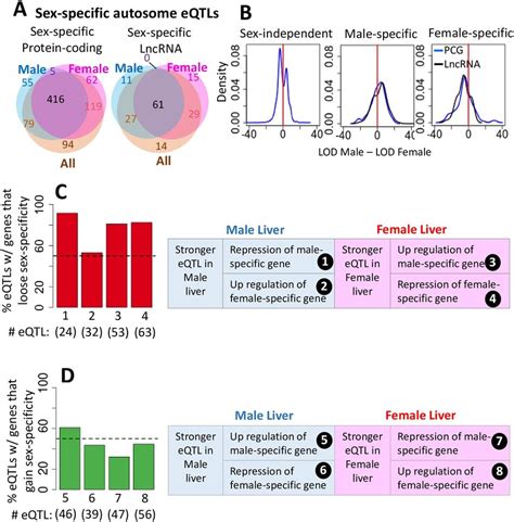 Autosomal Eqtls Associated With Sex Specific Genes A Venn Diagrams Download Scientific