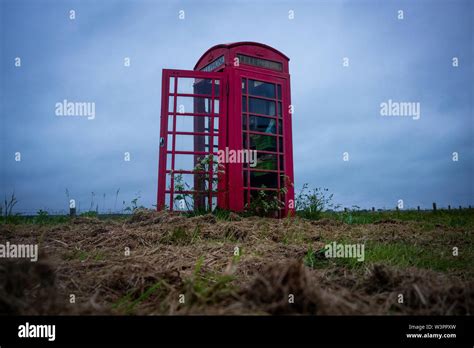 A red telephone box, for a public telephone designed by Sir Giles ...