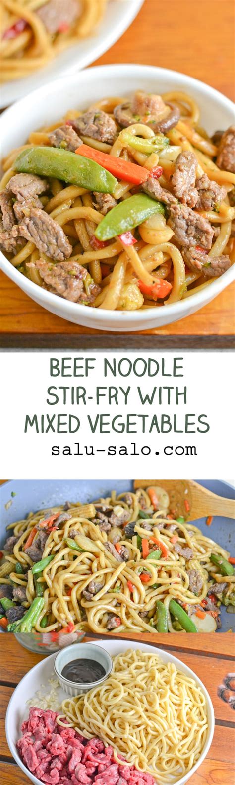 Beef Noodle Stir Fry with Mixed Vegetables - Salu Salo Recipes