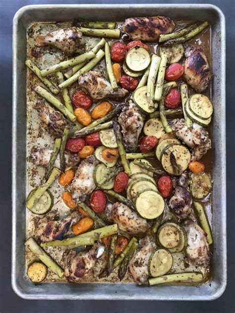 One Sheet Pan Chicken Wings With Summer Vegetables Worn Slap Out