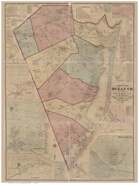 Ocean County New Jersey 1872 Old Map Reprint Old Maps