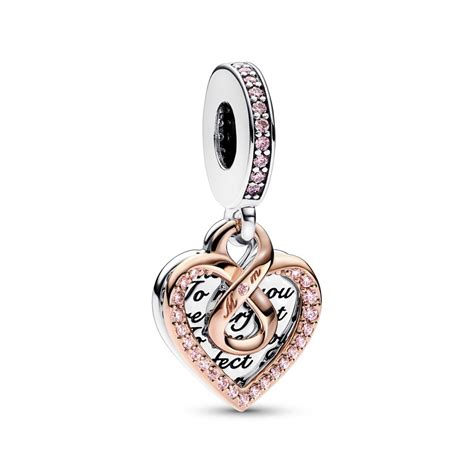 Pandora Two Tone Infinity Heart Double Dangle Charm C David