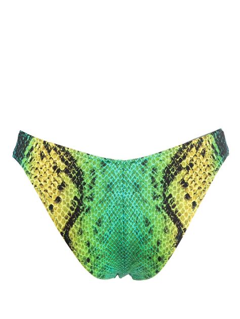 Noire Swimwear Snakeskin Print Bikini Bottoms Green FARFETCH AO