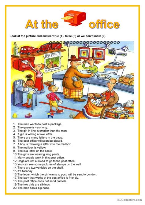 Picture Description At The Pos English Esl Worksheets Pdf Doc