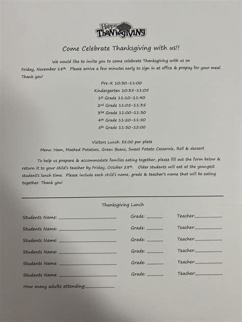 11/18 Thanksgiving Celebration Lunch Benton Elementary School – Polk ...